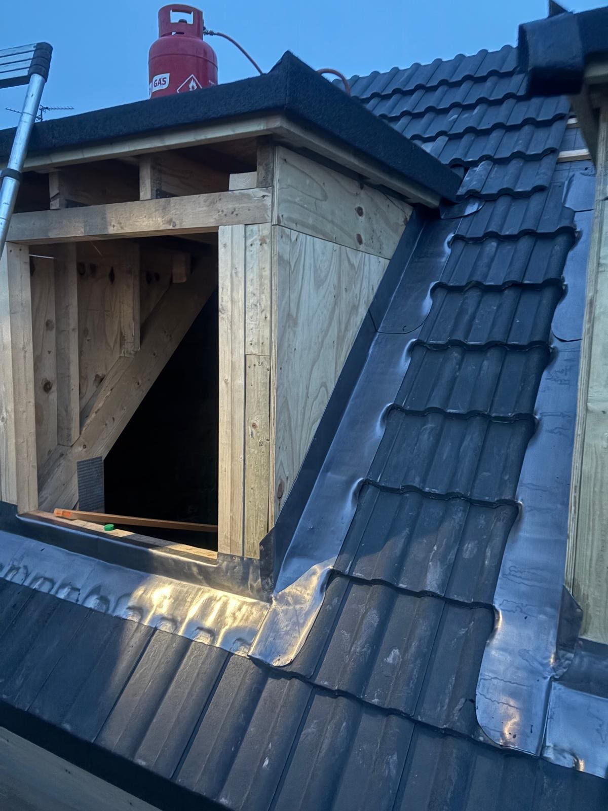 Timber dormer frame with new lead flashing
